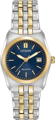 Citizen Eco-Drive Corso Womens Watch, Stainless Steel, Classic Two-Tone Bracelet, Blue Dial