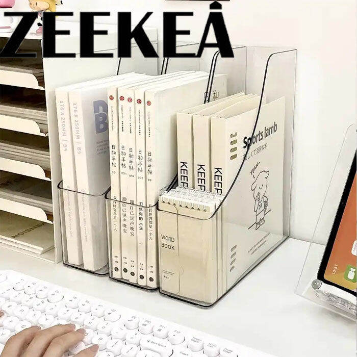 Zeekea Plastic Vertical File Folder Storage Organizer Bin,Hold