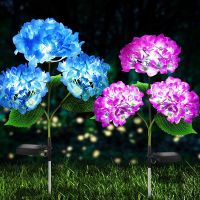 Hydrangea Rose Flower Solar Led Light Outdoor Garden Lawn Lamps for Garden and Vegetable Patch Patio Country House Decoration