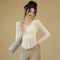 [COD] sports top womens autumn and winter new self-cultivation thin long-sleeved high-end temperament fashion running fitness