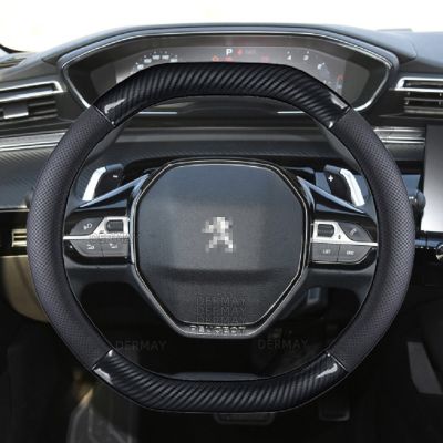 【YF】 for Peugeot 3008 4008 5008 Car Steering Wheel Cover Genuine Leather   Carbon Fibre Auto Accessories interior Coche