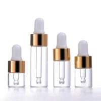 【hot】 50/100pcs Dropper Bottle Transparent Glass Gold Cap Perfume Pipette Aromatherapy pipet