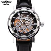 ZZOOI New Winner Hot mechanical Brand men hand wind Skeleton watches male Dress fashion clock style black gold blue color leather band