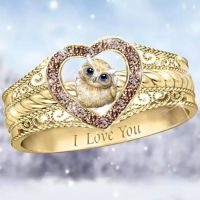 exquisite ladies fashion owl ring womens animal ring engagement ring commemorative gift pendant jewelry ring size 5-11