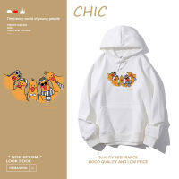 CHIC เสื้อฮู้ดแขนยาวพิมพ์ลายการ์ตูนเป็ดน้อยสีเหลืองบาง สไตล์สบาย ๆ T0551