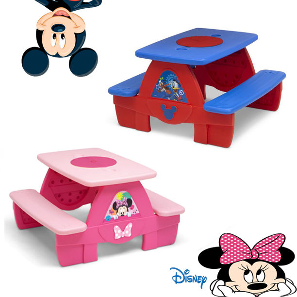 disney-minnie-mouse-4-ที่นั่งกิจ-โต๊ะปิกนิก-พร้อมกระดานสำหรับการสร้างและที่วางแก้วในตัวโดย-delta-children-ราคา-4-500-บาท