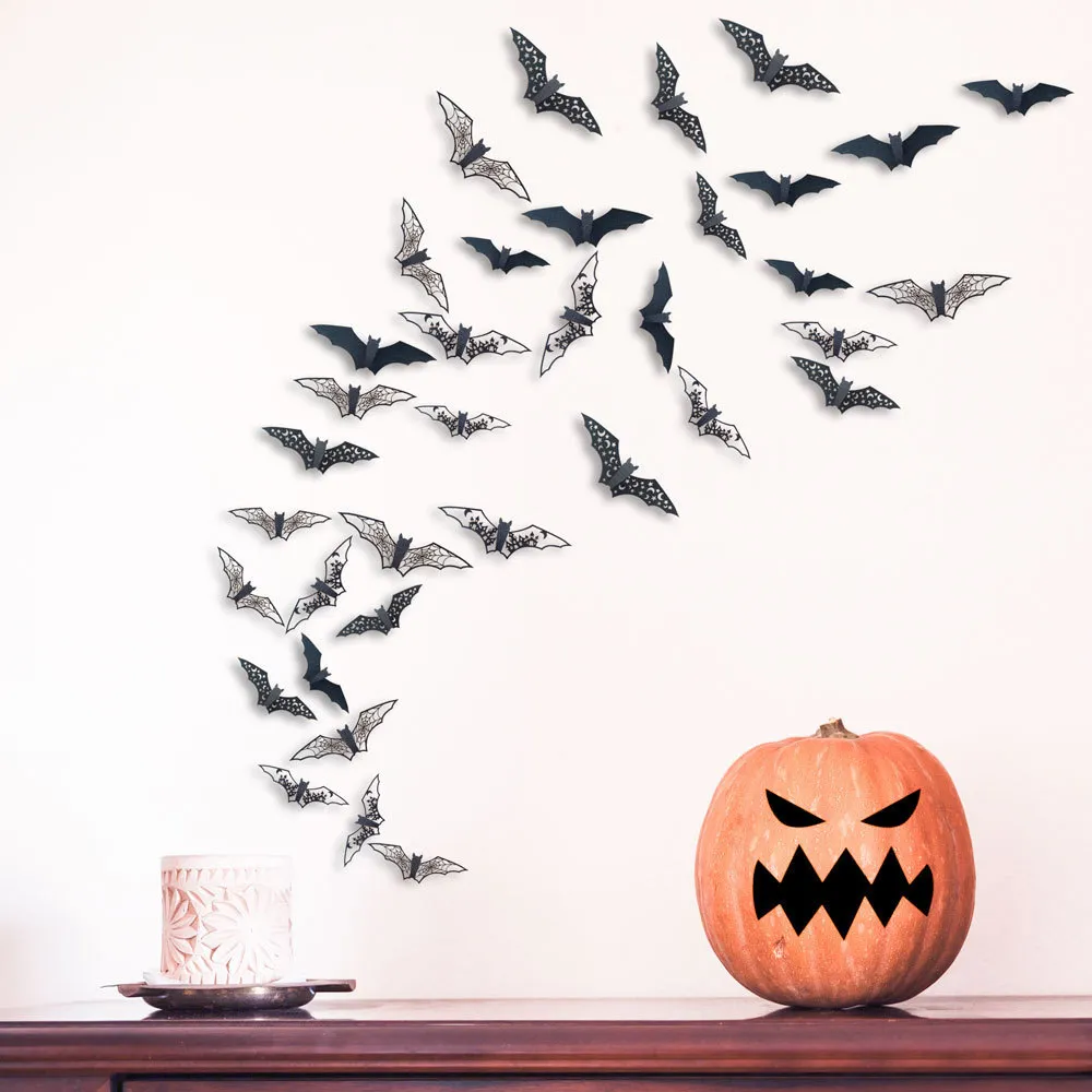 12PCS Halloween 3D Hollow Bat Wall Stickers Removable Black Bat Sticker  Room Decor Party DIY Decals Halloween Horror Bat | Lazada PH