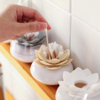 New Creative Lotus Shape Toothpick Holders Cotton Swab Holder  Storage Box Pick Toothpick Case Home Decor With Cap