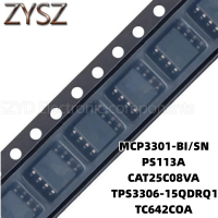 1PCS  SOP8-MCP3301-BI/SN PS113A CAT25C08VA TPS3306-15QDRQ1 TC642COA Electronic components