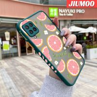 JIUMOO เคสปลอกสำหรับ Samsung Galaxy A22 4G A22 5G ลายการ์ตูนเกรปฟรุตบางดีไซน์ใหม่ขอบสี่เหลี่ยมด้านข้างบางมีน้ำค้างแข็งโปร่งใสกันกระแทกเคสมือถือแข็งปลอกซิลิโคนคลุมทั้งหมดเคสป้องกันกล้องนุ่ม