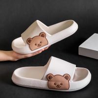 Summer Thick Platform EVA Cartoon Bear Women Slippers Non-slip Sandals Flat Bath Slides Couple Beach Flip Flops Ladies Men Shoes House Slippers