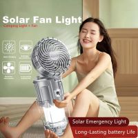 Camping Light Fan Led Solar Light With Fan Desktop Fan Solar Fan Indoor Outdoor Emergency Light Hanging Solar Rechargeable Camping Tent Lantern Lamp Super Bright Flashlight for Fishing Hiking Lampu