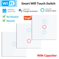 Wifi สมาร์ทสวิตช์ไฟ Euus Tuya Wall Switch พร้อมไม่มี Neutral Universal แผงกระจก Smart Voice Control Alexa Home