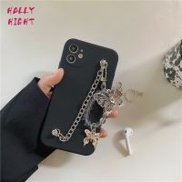 ۞◄ Wrist Chain Case for IPhone 12 Pro Max 7 8 Plus XR XS Max SE Silicon Cases Iron Chain Butterfly Chain Hanging Case for IPhone 11