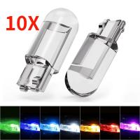 2Pcs/10Pcs W5W 194 T10 Glass Housing Cob Car Led Light Bulb 6000K White Green Blue Red Wedge License Plate Lamp Dome Light White Cups  Mugs Saucers