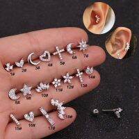 XIKARI กระดูกอ่อน Tragus สร้างสรรค์สังขยาดวงจันทร์เพทายพลอยเทียมรูปดาวไขว้เครื่องประดับแฟชั่นตุ้มหูเครื่องประดับต่างหูเจาะรูสตั๊ด