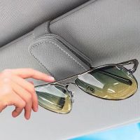 Car Sunglasses Holder Clip For Cars Ticket Card Clip Auto Interior Accessory Black/Gray Magnetic Leather Eyeglass Hanger Clip