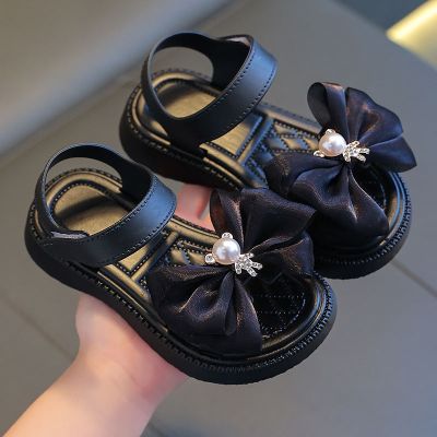 □ Pull back girls sandals 2023 new summer Korean version childrens students middle-aged and older childrens soft-soled beach shoes fashion