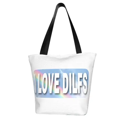 I Love Dads Dilfs กระเป๋าช้อปปิ้ง Rainbow Galaxy Student Bulk Handbags กระเป๋าธุรกิจโพลีเอสเตอร์ความงาม