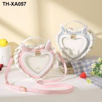 ♝ The new 2023 rabbit ear pain hearts transparent bag yum package shoulder bags lovely lace