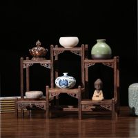 Multi-function Kung Fu Tea Pot Crafts Display Holder Shelves Vase Cup Wood Carving Stand Decoration Home Teahouse Accessories