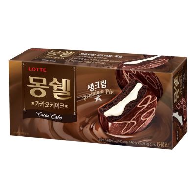 เค้กช็อกโกแลตสอดไส้ครีม Lotte Mon Cher Cream Cake Cacao 192g ขนมพายช็อคโกแลค