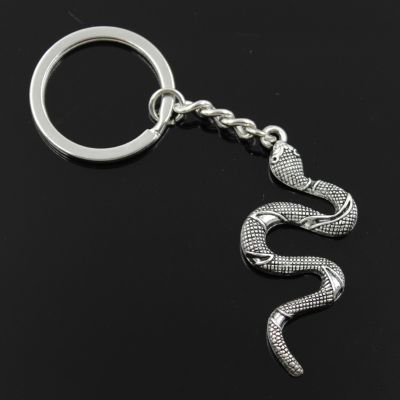 New Fashion Men 30mm Keychain DIY Metal Holder Chain Vintage Snake Cobra 53x23mm Bronze Silver Color Pendant Gift Key Chains