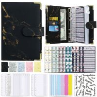 WZI7265 เครื่องเขียน อุปกรณ์การเรียน หนัง PU A6 Notebook ซองซิป วางแผนงบประมาณ 6แหวน Binder โน๊ตบุ๊คหินอ่อน Binder งบประมาณหินอ่อน สมุดโน้ต