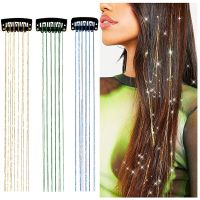 Clip in Hair Tinsel Glitter Fairy Tinsel Hair Extensions 20 Inch Shiny Hair Tinsel Heat Resistant  Sparkly Strands Hair Accessor Wig  Hair Extensions