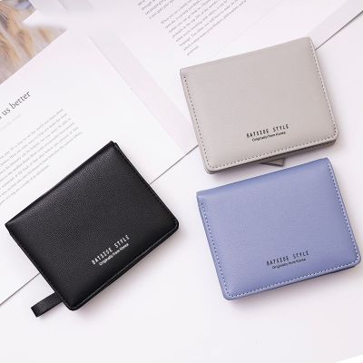 Thin Style Women Wallets Zipper Coin Bag In Back Blue Soft Leather Ladies Card Holder Slim Purse Female Wallet Mini Short 2022