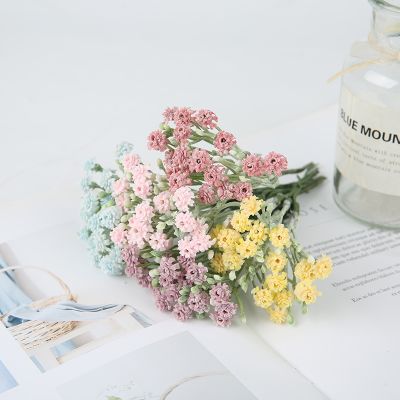[AYIQ Flower Shop] 6Pcs ดอกไม้ประดิษฐ์ Mini Rose Bouquet งานแต่งงานตกแต่ง Gypsophila พวงหรีดตกแต่งแจกันสำหรับ Home Garden Decor Crafts