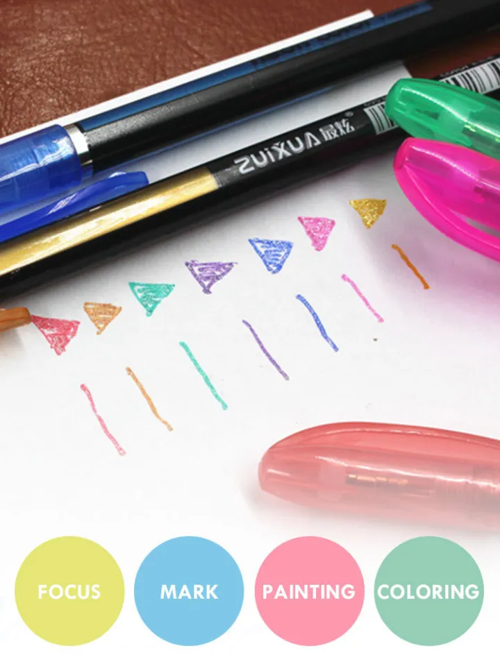 12Pcs/Set Gel Pen Set Glitter Gel Pens For School Office Adult Coloring  Book Journals Drawing Doodling Art Markers Promotion Pen