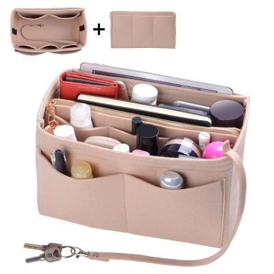 Purse Organizer Insert Makeup Handbag Felt Bag organizer with zipper Handbag Tote Shaper Fit Cosmetic Bags Never FullTote