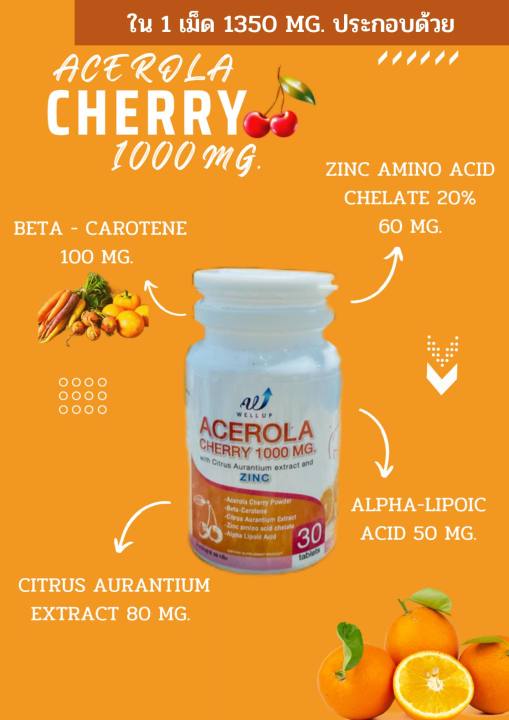 วิตามินซี-เข้มข้น-wellup-acerola-cherry-1-000-mg-เวลอัพ-อะเซโรล่า-เชอร์รี่-30-เม็ด
