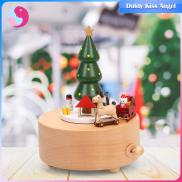 Dolity Portable Christmas Music Box Rotatable Wooden Musical Box Carousel