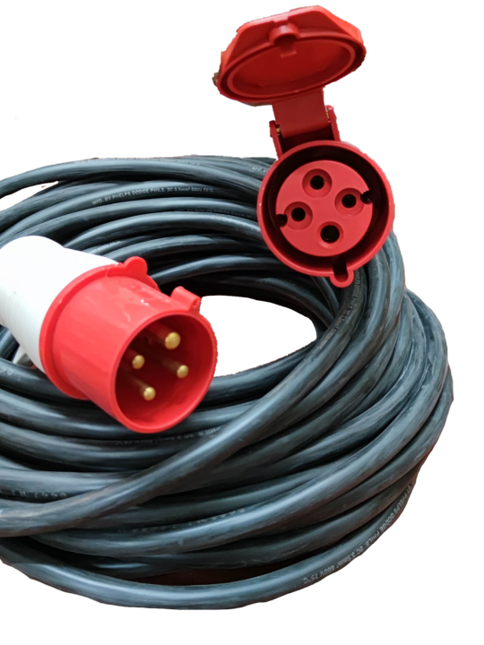 32A 3P+E (4P) Industrial Plug and Outlet Connector Type with Cord AWG