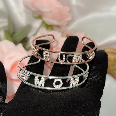 Customized Zircon Letter Bracelet For Women Personalized Custom Name Crystal Bangles Shiny Memories Cuff Bracelets Jewelry Gifts
