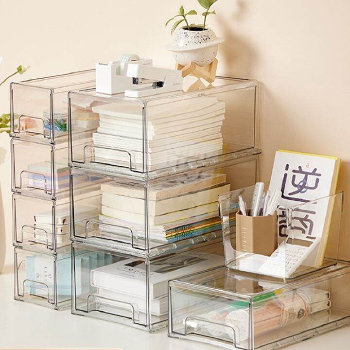 drawer-type-stationery-box-acrylic-clear-cosmetics-sundries-snacks-sorting-box-student-desktop-sticky-tape-memo-pad-organizer