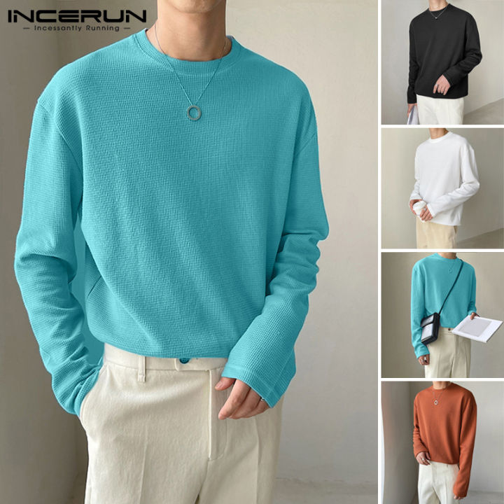 incerun-เสื้อคอเต่าผู้ชายสไตล์เกาหลี-เสื้อกันหนาวถักแฟชั่น-hippy