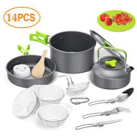 Outdoor Camping Hiking Cookware Backpacking Cooking Picnic Bowl Pot Set Stainless Steel Cook Set