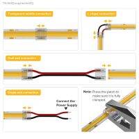 ▼☇▦ 12pcs Solderless Transparent Cover Connector for FCOB DIM CCT RGB WS2812B WS2811 WS2815 5050 RGBW RGBCCT SMD LED Strip 15cm Wire