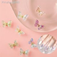 5/10Pcs Aurora Crystal Butterfly Rhinestones Nail Charm with Diamond Wing 3D Butterfly Jewelry Luxury Zircon Nail Art Decoration