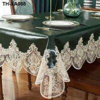 Tablecloth waterproof and hot pu rectangle retro pads tea pad light blue embroidery curtain