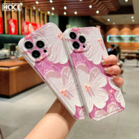 ?สีทึบภาพวาดสีน้ำมันศิลปะ HOCE เคสโทรศัพท์ภาพดอกไม้สวยสำหรับ iPhone 14 13 12 11 Pro Max 14 Plus สไตล์ศิลปะกรอบเคสกันกระแทก IMD