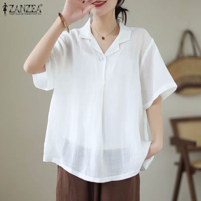 (สินค้ามาใหม่)(จัดส่งฟรี)Fancystyle ZANZEA เสื้อคอปกวินเทจของผู้หญิงเสื้อลำลองแขนสั้นเรียบง่ายเสื้อธรรมดา #8