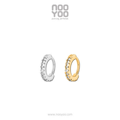 NooYoo จิวจมูกสำหรับผิวแพ้ง่าย Crystal Nose Ring Clicker (ขาว/ทอง)