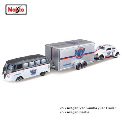 Maisto 1:64 Volkswagen Van Samba Beetle / Car Trailer Design Elite Transport Die-Cast Precision Model Car Model Collection Gift