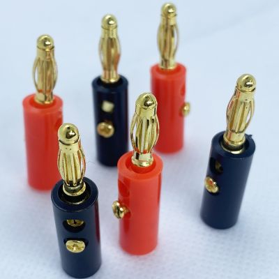 ✘♠ 2/5/10Pair Black Red Screw Type 4mm Banana Plug Audio Speaker Wire Connector Gold-Plated 4mm Banana Male Plug DIY Cable Adapter