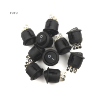 FUYU ใหม่10pcs MINI round Black 3 PIN swen ON-OFF Rocker Switch SNAP-IN