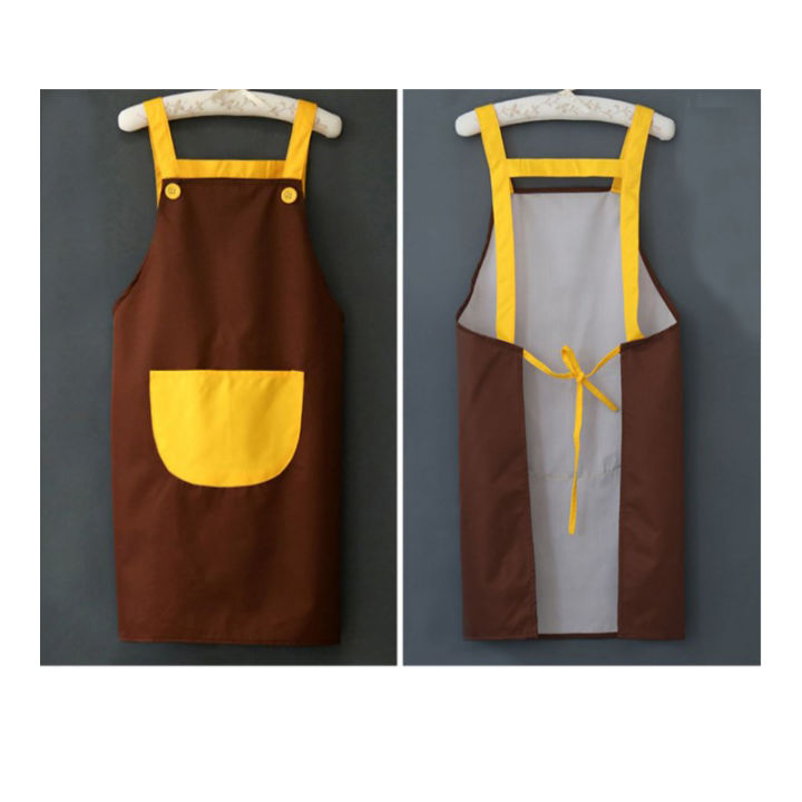 oil-proof-apron-large-pocket-apron-waterproof-work-clothes-catering-work-clothes-household-apron-catering-apron